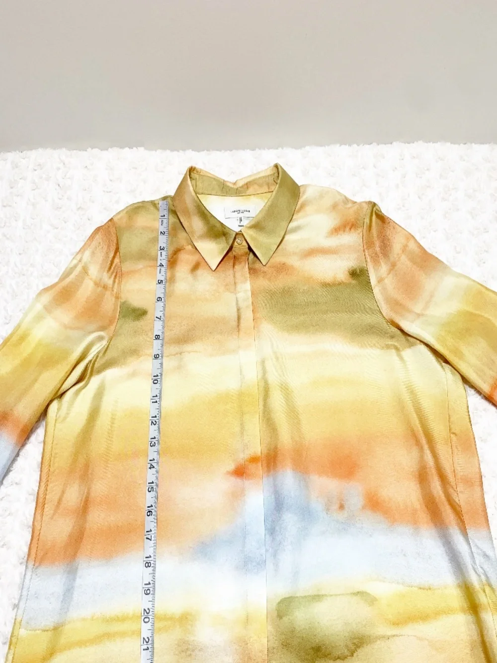 LaFayette 148 Scottie Silk Twill Horizon Print Blouse Sz XL - Picture 12 of 12